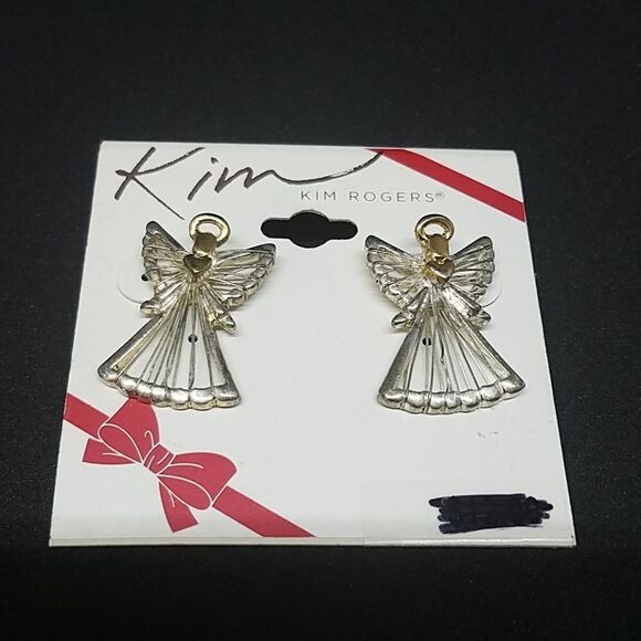 NWT Kim Rogers Silver & Gold Angel Earrings - Picture 2 of 2